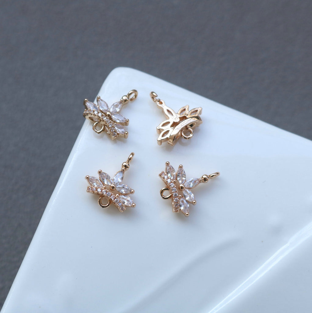CZ Multishape Connector, Cubic Zircon Crystal Pendant, CZ Earring Charms,  Real Gold Plated Brass Earring Charms, Jewelry Finding HL009-F115