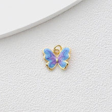 Load image into Gallery viewer, Enamel Butterfly Dangle Pendants, 18K Gold Plated Enamel Butterfly Pendant, Earring Making Charm, Jewelry Findings S1367