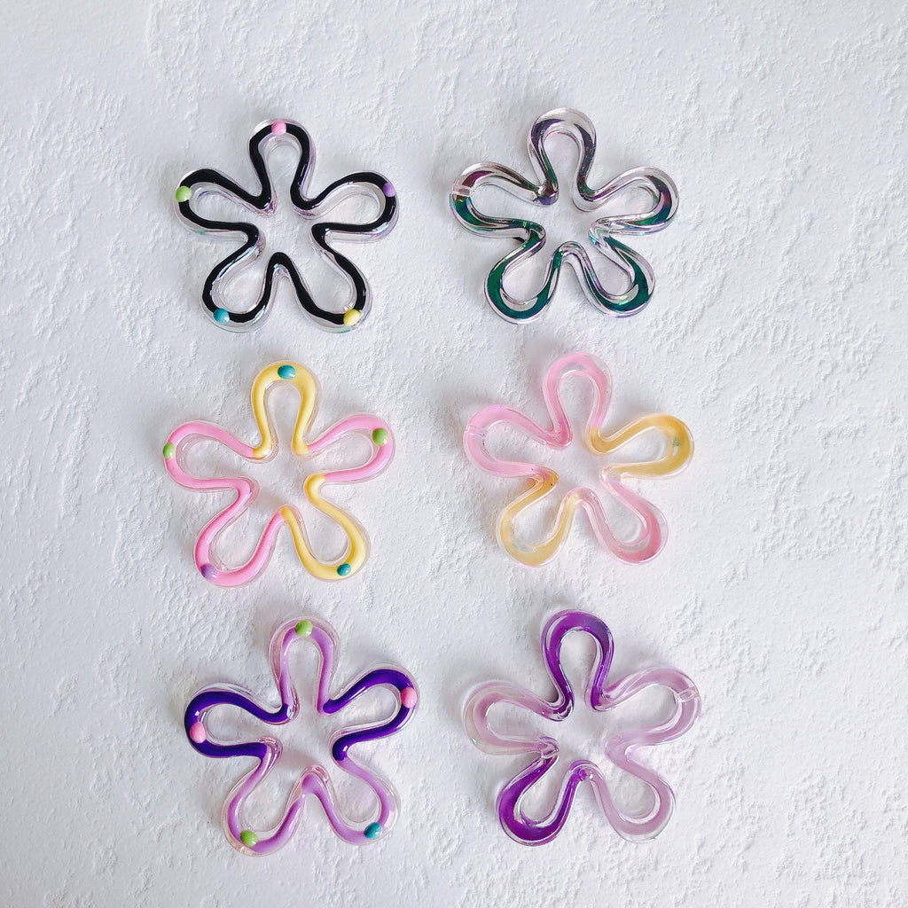 2pcs Acrylic Flower Pendant, Flower Charm, 38.8mm, Acrylic Drop Charm for Jewelry Making, DIY Beads Finding MY121