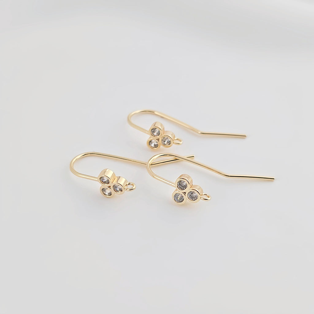14K Gold Plated Ear Wires, Cubic Pave Earring Hooks, Nickel Free, Fish Hooks, Ear Wires for Jewelry Making ZX263