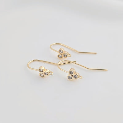 14K Gold Plated Ear Wires, Cubic Pave Earring Hooks, Nickel Free, Fish Hooks, Ear Wires for Jewelry Making ZX263