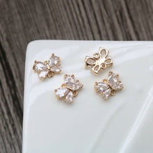 Load image into Gallery viewer, CZ Pave Butterfly Charm, Cubic Zircon Crystal Butterfly Pendant, Bracelet Necklace Pendant, Gold Plated, Jewelry Findings HL113-F206