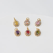 Load image into Gallery viewer, Oval Crystal Pave Charm, Pave CZ Pendant, Dainty Charms for Necklace Bracelet Making, Jewelry Findings S20360