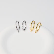 Load image into Gallery viewer, Irregular Earrings Post With Loop, Geometric, 18K Gold Plated, Nickel Free, S925 Silver Pin, Ear Stud Hypoallergenic Earring Findings D0472