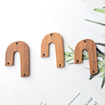 2PCS Geometric Shape Wood Charms, Wooden Pendant, Reclaimed Walnut Wood, Geometric Statement Wood Earrings Diy Ideas JT953