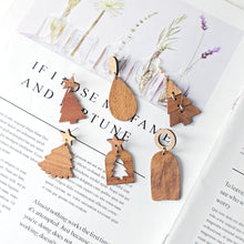 Load image into Gallery viewer, 2PCS Christmas Tree Shape Wood Charms, Christmas Wooden Pendant, Reclaimed Walnut Wood, Geometric Statement Wood Earrings Diy Ideas JT1006
