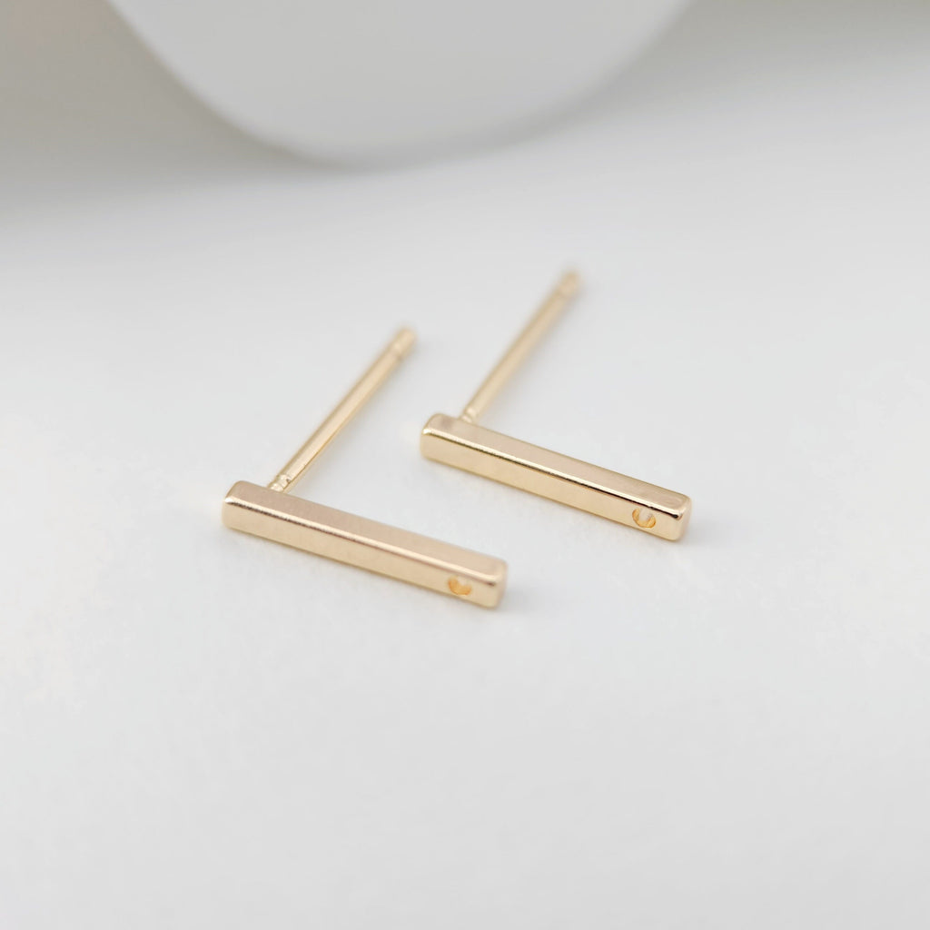 10pcs Rectangular Mini Ear Post with Loops, Nickel Free, 18K Gold/ Silver Plated Stud Earring Finding ZX174