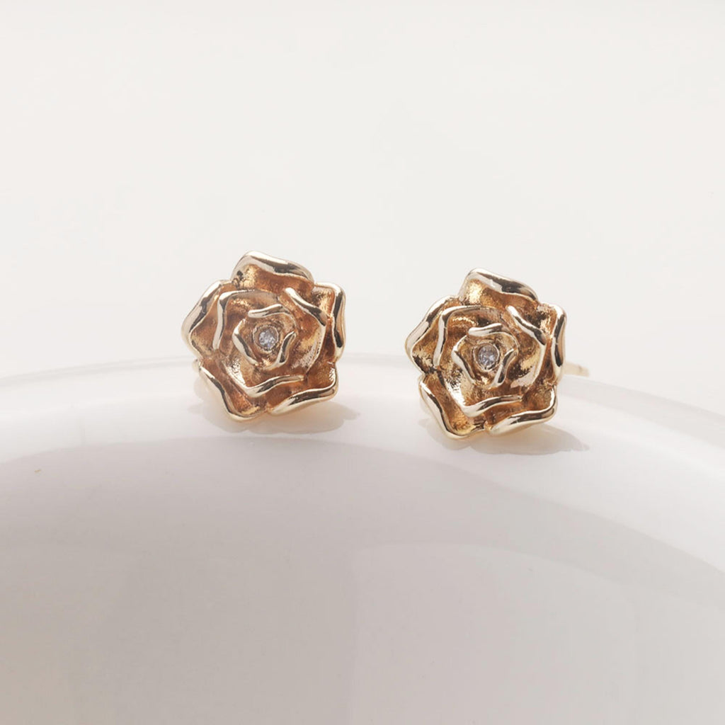 Flower Earring Post with loop, 14K Gold/Silver, S925 Silver Pin Nickel Free Earrings, Flora Ear Stud with Loop GZ754