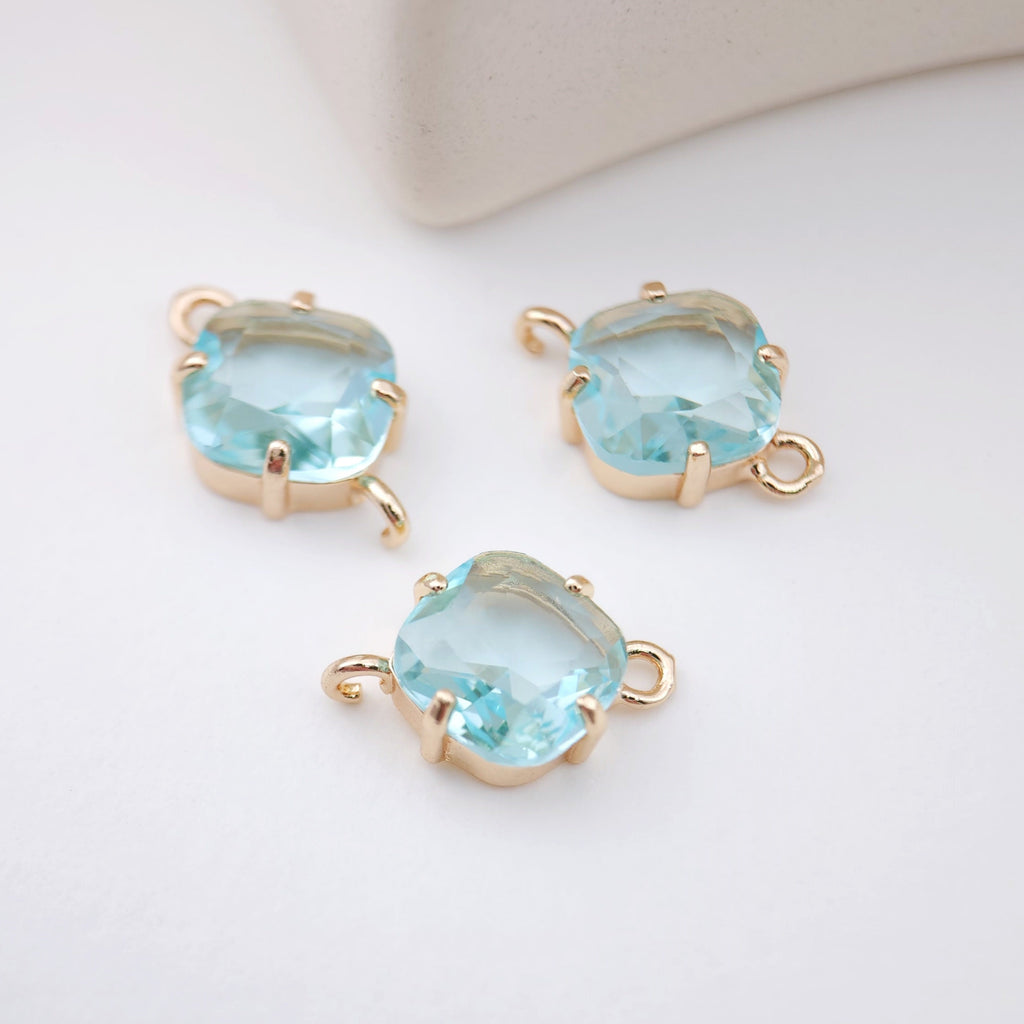 Round Shaped Crystal Connector, Glass Charm, 14K Gold Plated, Jewelry Making Findings HL045-F243