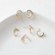Load image into Gallery viewer, C Shape Earrings Post With Loop, 14K Gold, S925 Silver Ear Pin Nickel Free Earrings, Ear Stud Loop, Hypoallergenic Earring Findings GE049