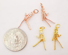 Load image into Gallery viewer, 2PCS 18K Real Gold Dancing skeleton Male, bracelet necklace charms, Micro pave pendants, 24mm Jewelry Findings S651