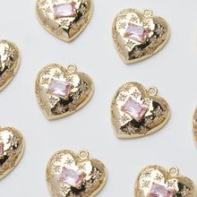 Load image into Gallery viewer, Heart Charms, Cubic Zirconia Pave Charm, 18K Gold/Silver Plated CZ Pave Love Pendant, Necklace Making Pendants, Jewelry Findings JG034