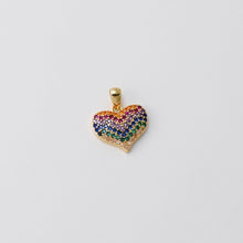 Load image into Gallery viewer, Heart Charms, Multicolor Cubic Pave , 18K Gold Plated CZ Pave, Love Charms, Bracelet Necklace Making Pendants, Jewelry Findings S20305