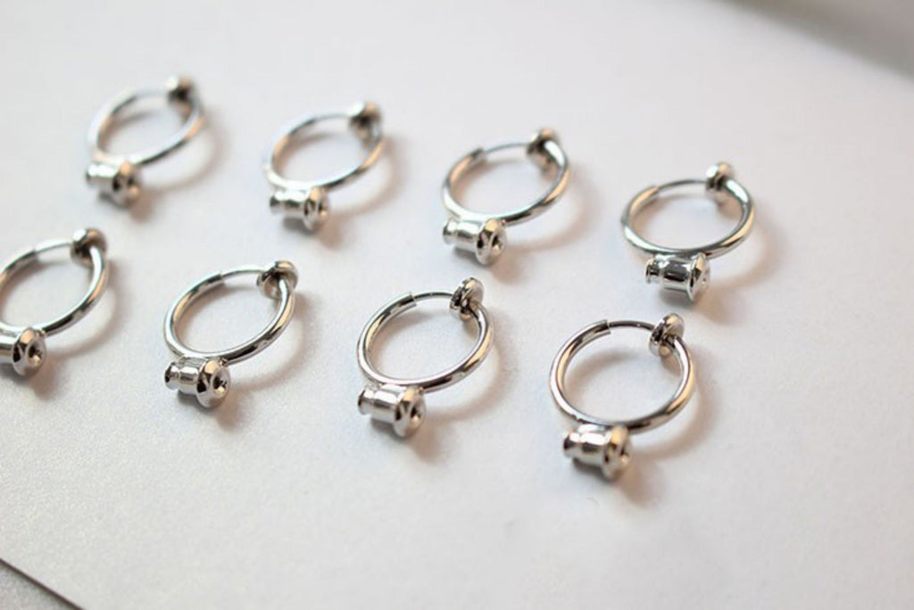 Invisible Spring Ear Clip with loop, Non Pierced Screwback Earring Findings, 13mm, 18K Gold/Silver Plated, DIY Earring Finding GZ159