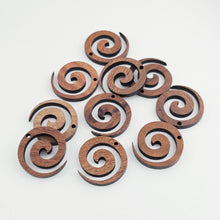 Load image into Gallery viewer, Round Geometric Shape Wood Charms, Wooden Pendant, Reclaimed Walnut Wood, Geometric Statement Wood Earrings Diy Ideas JT1014