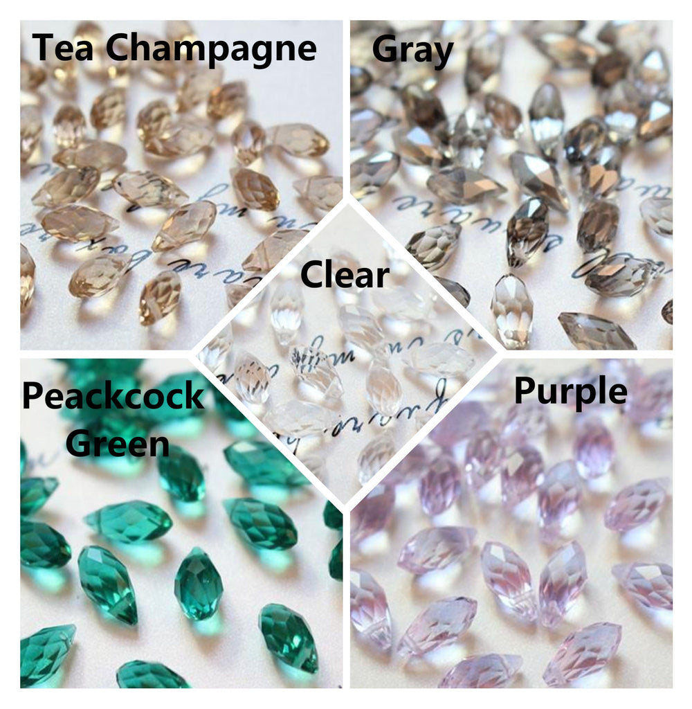 Teardrop Cut Faceted Glass Beads, Drop Beads, 12x6mm, Crystal Glass Loose Beads for Jewelry Making, DIY Beads Finding GZ018
