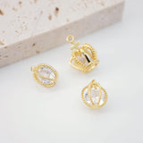 2pcs Floating Clear Cubic Inside Oval Charms, 18K Gold Plated 3D Oval Pendant, Jewelry Findings S756