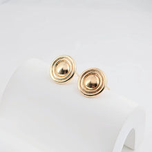 Load image into Gallery viewer, 18K Gold Round Engraved Post With Loop, Round Stud Earring Nickel Free, 13.5mm, Hypoallergenic Earring Findings ZX264