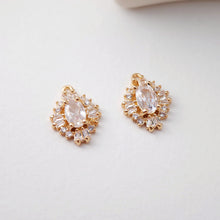 Load image into Gallery viewer, CZ Pave Rhombic Boho Charm, Cubic Pendant, Earring Connectors, Real Gold Plated Brass Earring Charms, Jewelry Findings D0069