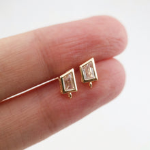Load image into Gallery viewer, Trapezoid Earring Post Pave CZ, Real Gold Plated, S925 Silver Pin Nickel Free Earrings, Hypoallergenic Earring ZX231