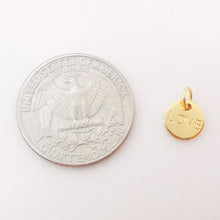 Load image into Gallery viewer, 10PCS Gold Love Charms, 18K shiny Gold Plated Love Pendant, Tiny Round Pendant,  Necklace Making Charms, Jewelry Findings S331