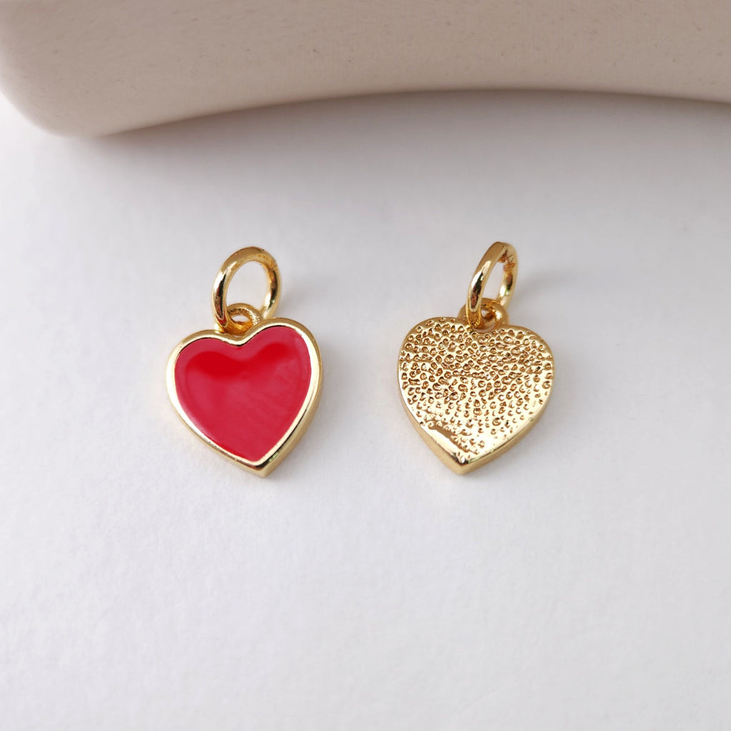 Dije de corazón esmaltado, chapado en oro de 18 quilates, 10 mm, ideal para collares y pulseras, S1206