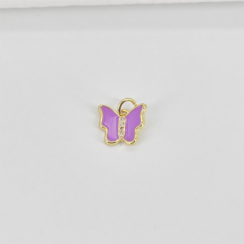 Enamel Butterfly Dangle Pendants, 18K Gold Plated Enamel Butterfly Pendant, Earring Making Charm, Jewelry Findings S20787