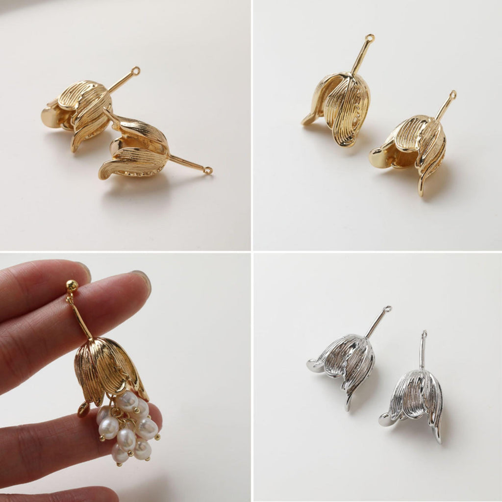 Flower Connector, 14K Gold Plated Flower Connector Charms For Earring Necklace Making, Jewelry Findings GZ748