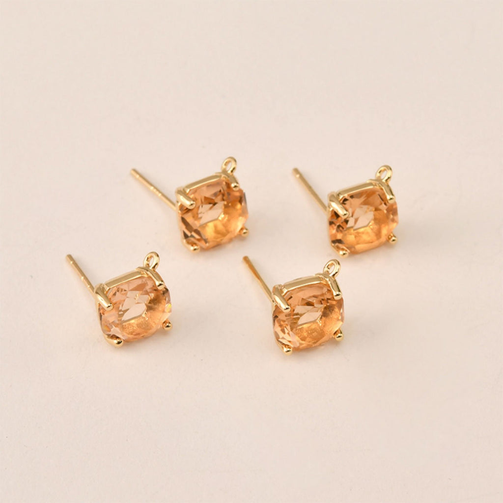 Pendiente cuadrado multisección con aro, circonita cúbica, pasador de plata S925 sin níquel, pendiente de botón dorado, accesorios hipoalergénicos LL158