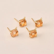 Cargar imagen en el visor de la galería, Pendiente cuadrado multisección con aro, circonita cúbica, pasador de plata S925 sin níquel, pendiente de botón dorado, accesorios hipoalergénicos LL158