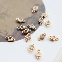 Load image into Gallery viewer, 20pcs CZ Pave Mini Star Charm, Crystal Pendant, 5mm, Earring Connectors, Real Gold Plated Brass Earring Charms, Jewelry Findings JY035-F205