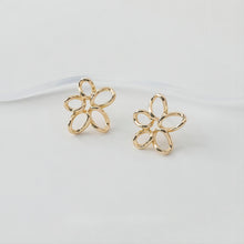 Load image into Gallery viewer, Openwork Flower Earring Post, Pendant, 14K Gold/Silver, S925 Silver Pin Nickel Free Earrings, Flora Ear Stud with Loop GE011