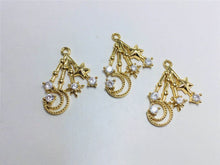 Load image into Gallery viewer, CZ Pave Moon⋆ Charm, Cubic Zircon Crystal Pendant, CZ Earring Charms,  Gold Plated Brass Earring Charms, Jewelry Findings STG043-F180