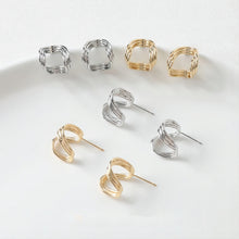 تحميل الصورة إلى عارض المعرض، قرط أذن من الفضة الإسترليني عيار 925، دبوس أذن غير منتظم، خالٍ من النيكل، مشبك أذن ذهبي/فضي، مضاد للحساسية، GE066