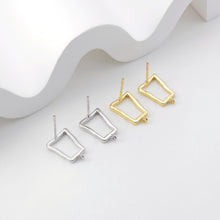 Load image into Gallery viewer, 18K Gold Irregular Quad Earring Post With Loop, S925 Silver Pin, Stud Earring Nickel Free, 14*10mm, Hypoallergenic Earring Findings D0230