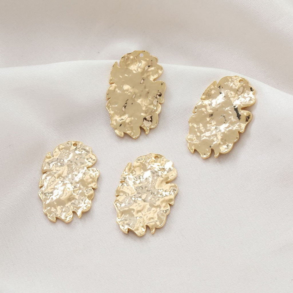 Irregular Hammered Oval Shape Pendant, Gold, Matte Gold, Silver Charm, Jewelry Making Findings JG020