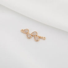 Load image into Gallery viewer, CZ Pave Leaf Connector, Cubic Zircon Crystal Leaves Pendant, Bracelet Necklace Pendant, 14K  Gold Plated Charm, Jewelry Findings R006-F095