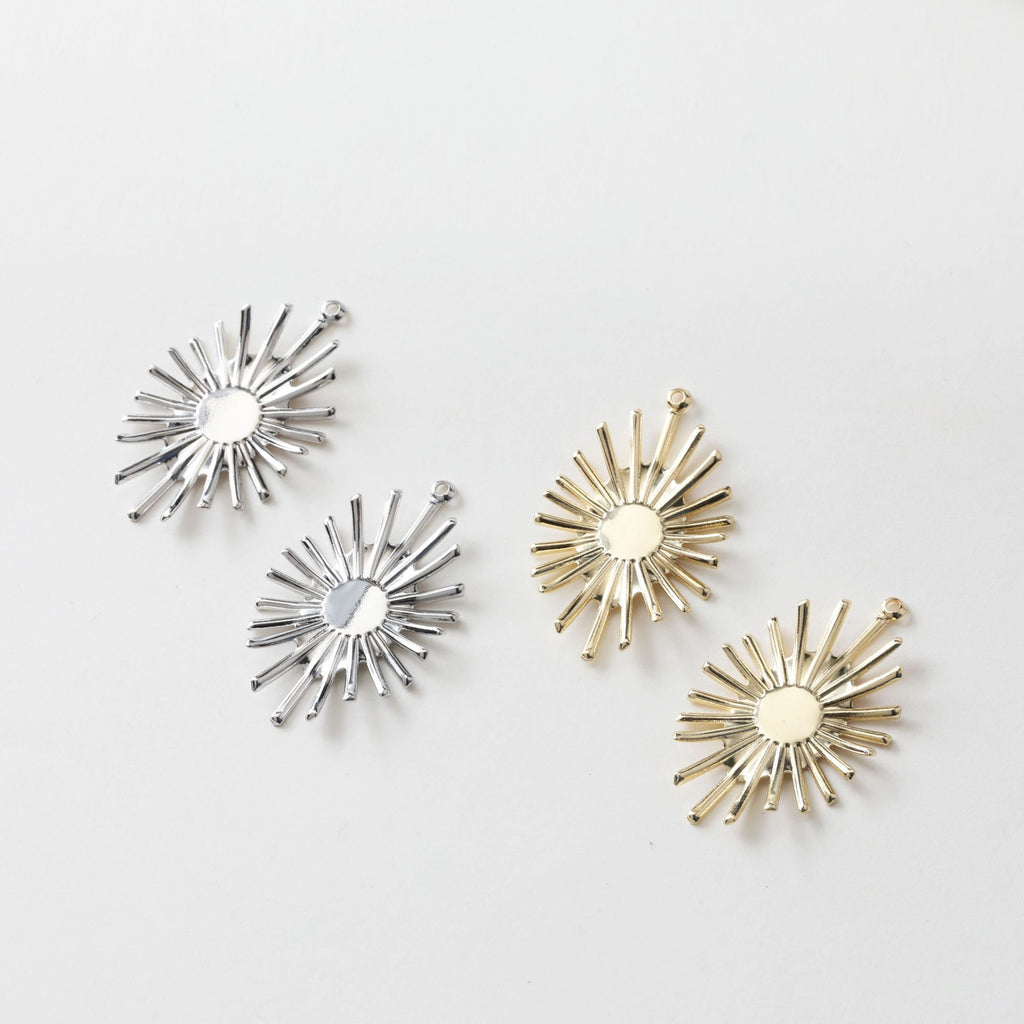 10 colgantes de sol con forma de rayo de sol, chapados en oro de 14 quilates y plata, de 34 mm, para hacer collares, accesorios de joyería ZZ101