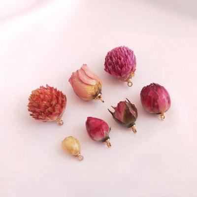 5PCS Real Dried Flower Charms, Colorful Flower Pendant, Earring Making Pendant, 16-20mm Jewelry Finding Supply FZ001