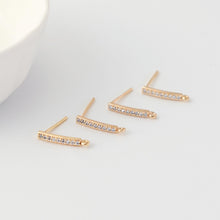 Load image into Gallery viewer, 5 Pairs- Rectangle Ear Post with Loops, Nickel Free, Micro CZ Pave, 18K Gold Plated Stud Earring Finding BB004