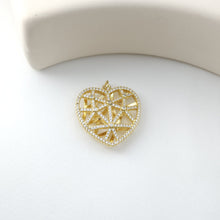 Cargar imagen en el visor de la galería, Dijes de corazón con pavé cúbico multicolor, chapados en oro de 18 quilates con pavé de circonitas cúbicas, colgantes para pulseras y collares, accesorios de joyería S1227