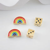 Enamel Rainbow Beads, Dice Beads, Spacer Beads, 18K Gold Plated,  Bracelet Necklace Making Jewelry Finding S1114