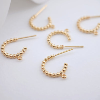Beaded C shape earrings, 18K Gold Plated Stud with Loop, DIY Earring  Findings, Handmade Earring Supplies ZX238