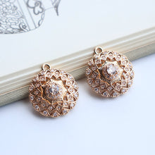 Cargar imagen en el visor de la galería, 5 colgantes bohemios redondos con pavé de circonita cúbica, para pulsera y collar, chapados en oro auténtico de 14 quilates, accesorios de joyería JY057-F211