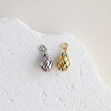 Load image into Gallery viewer, Small Jumbo Egg Pendant, Stripes Egg, 18K Gold Plated, Bracelet Necklace Pendnats, Jewelry Findings S1330