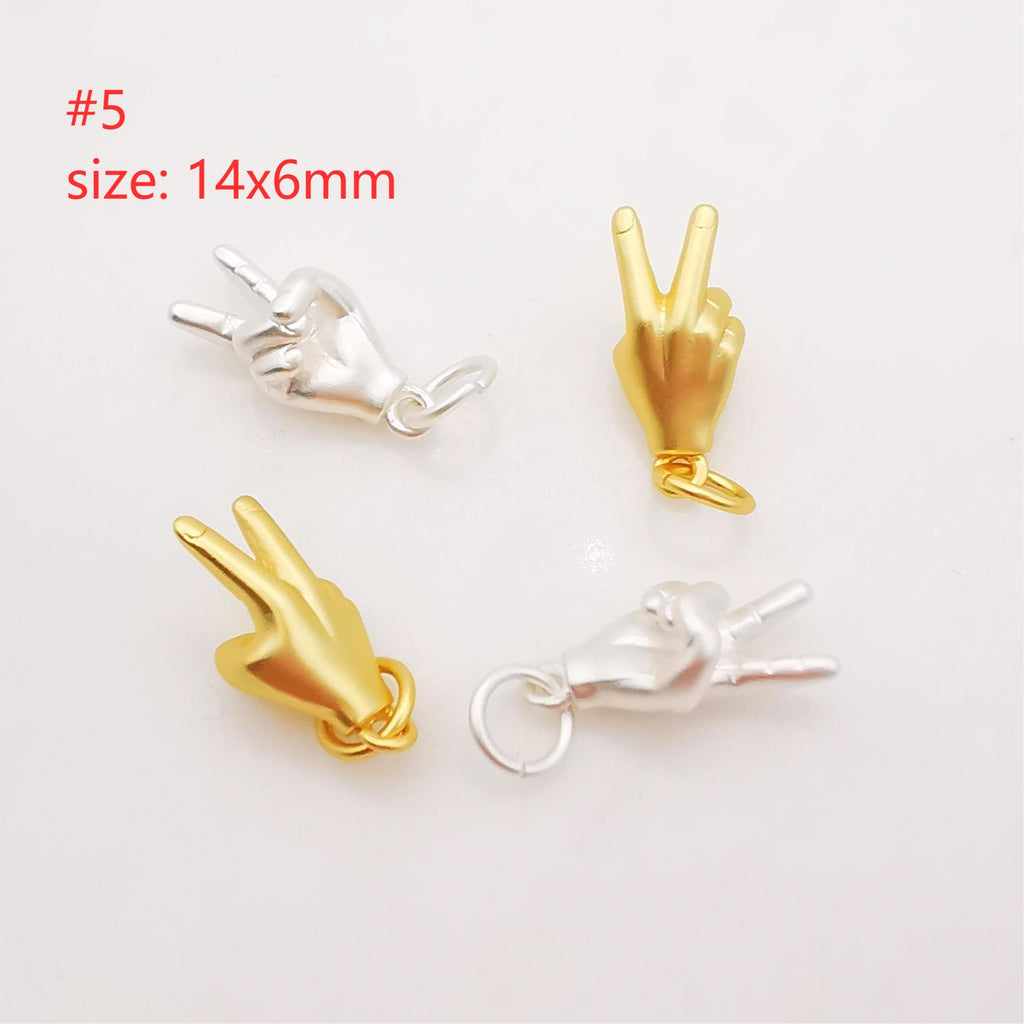 Matte Gold Hand Gestures Charm, 18K Sand Gold Plated Hand Symbol Charm Pendant, Necklace Bracelet Making charms, Jewelry Findings S624