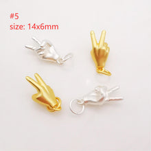 Load image into Gallery viewer, Matte Gold Hand Gestures Charm, 18K Sand Gold Plated Hand Symbol Charm Pendant, Necklace Bracelet Making charms, Jewelry Findings S624