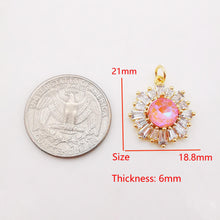 Load image into Gallery viewer, Sun Flower Charm, Multicolor Glass, 18K Gold Plated Cubic Pave Charm, Flower Pendant, Necklace Earring Making Charm, Jewelry Findings S1004