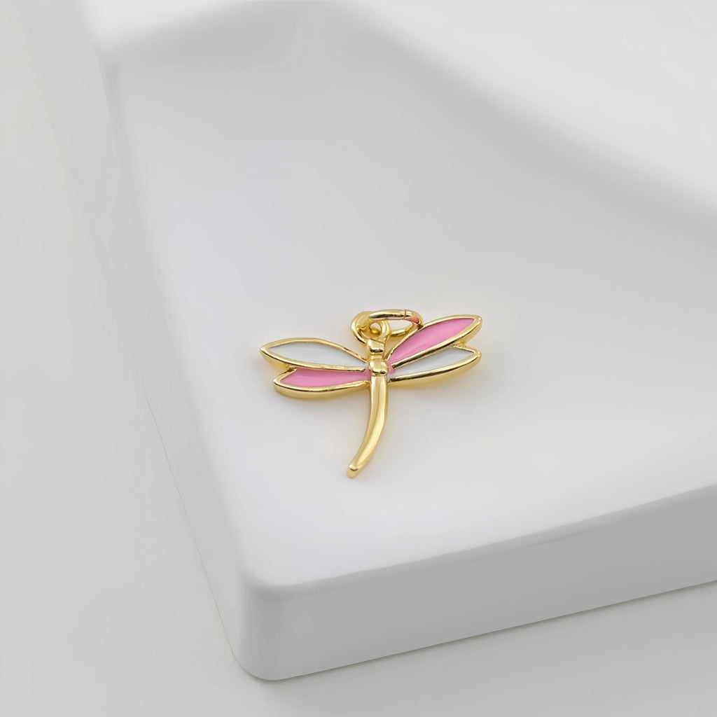 Dragonfly Charm, 18K Gold/Silver Plated Pendant, 12*14.7mm, Flying Animal Charm, Necklace Jewelry Finding S20725