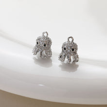 Load image into Gallery viewer, Zirconia Octopus Peg Bail Caps, 14K Gold Plated, Half Drilled Bead Caps, Pearl Bead Caps, Jewelry Making GZ350